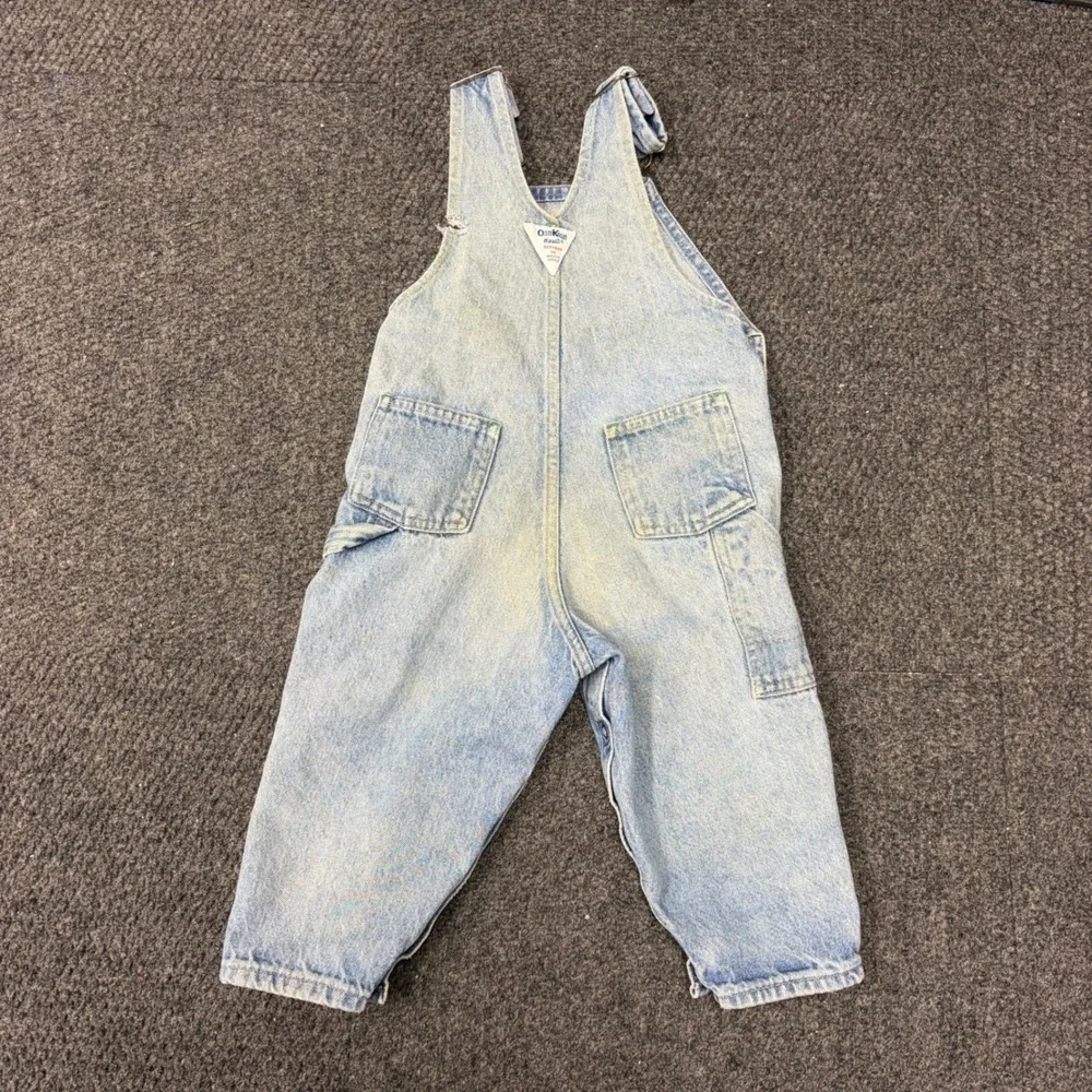 Vintage OshKosh Bgosh Kids 2T Light Wash Denim Vestbak Overalls 832-9031